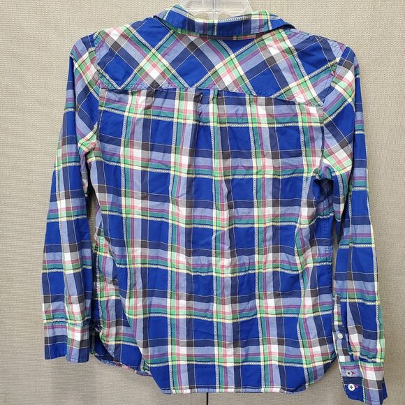 TALBOTS 100% Cotton Multicolor Plaid Long Sleeve Button-Up Shirt Size Medium - Picture 4 of 5